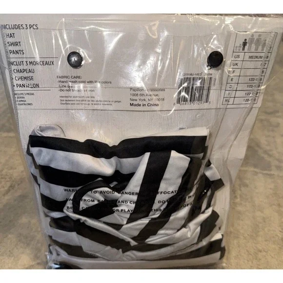 Convict Costume Halloween Boys Kids Prisoner Child Medium 6-8 Yrs 3 Piece. New - Picture 2 of 3